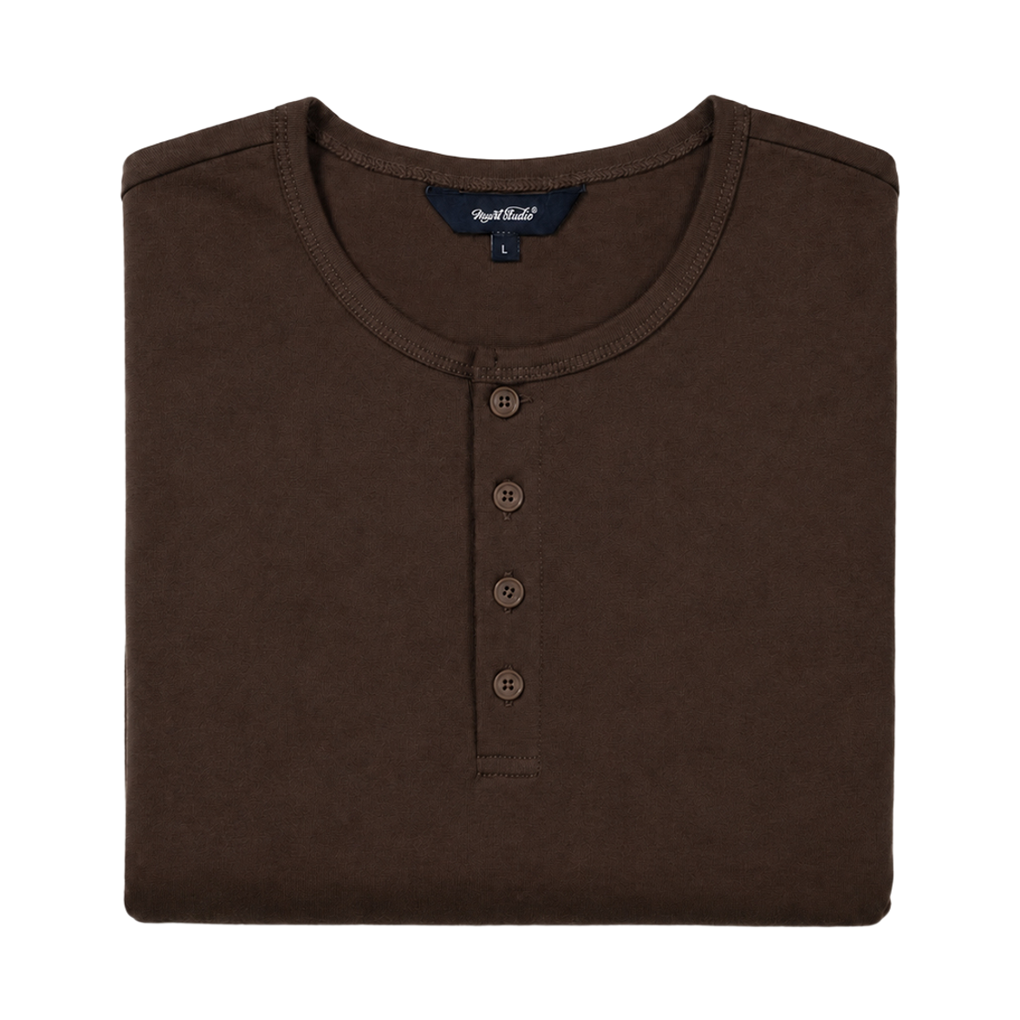 누아트 스튜디오 오리진 헨리넥 긴팔 티셔츠 브라운(NUART STUDIO Origin Henley Neck Long Sleeve T-Shirt Brown) - 2