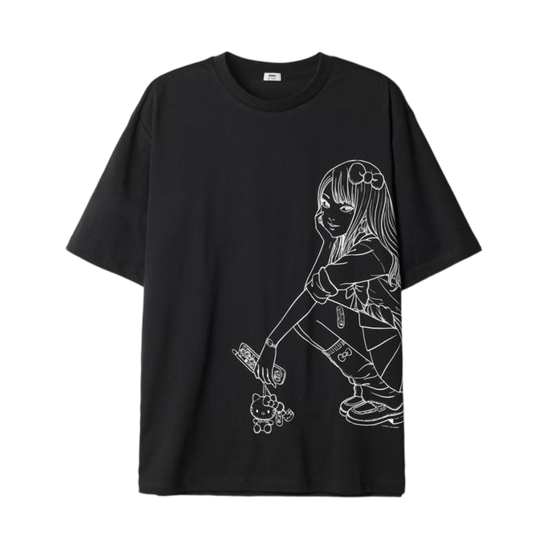SPRLG49U04 Spao x Sanrio x Junji Ito Short Sleeve T-Shirt Black