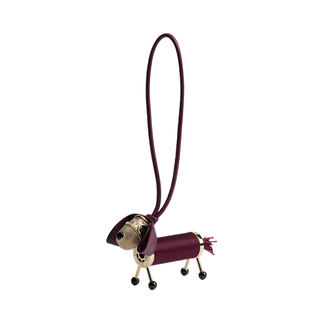 V2197WOMLM-D53R (W) Dior Createur Couture Bag Charm Pale Gold Finish Metal And Calfskin Thread Pale Gold Burgundy