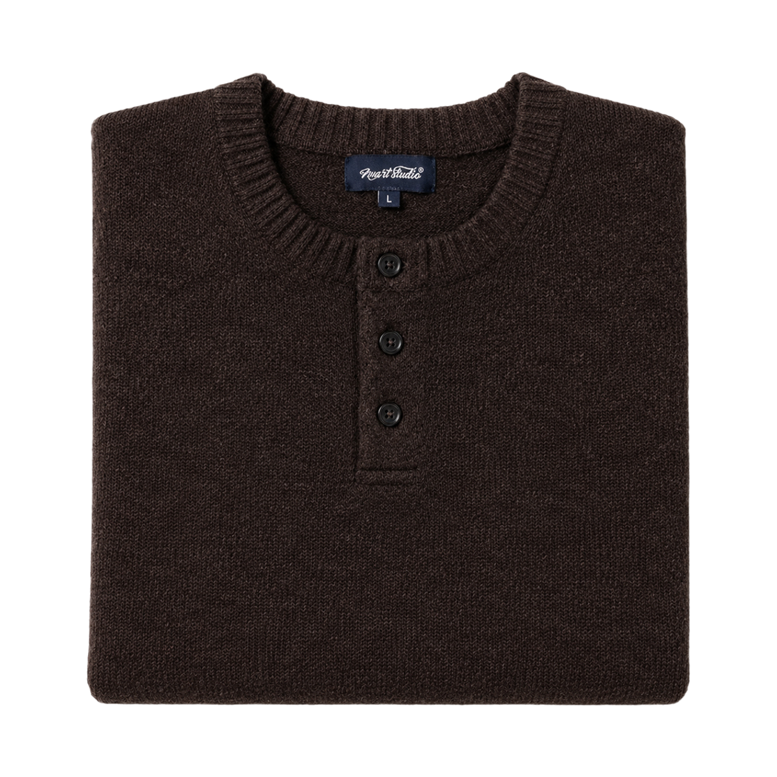 누아트 스튜디오 아르보 헨리넥 니트 다크브라운(NUART STUDIO Arbo Henley Neck Knit Dark Brown) - 2
