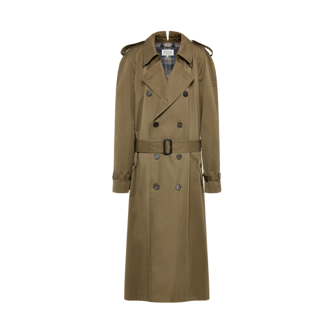 S51AH0209M35241727 (W) Maison Margiela Folded Collar Cotton Trench Coat Military Green