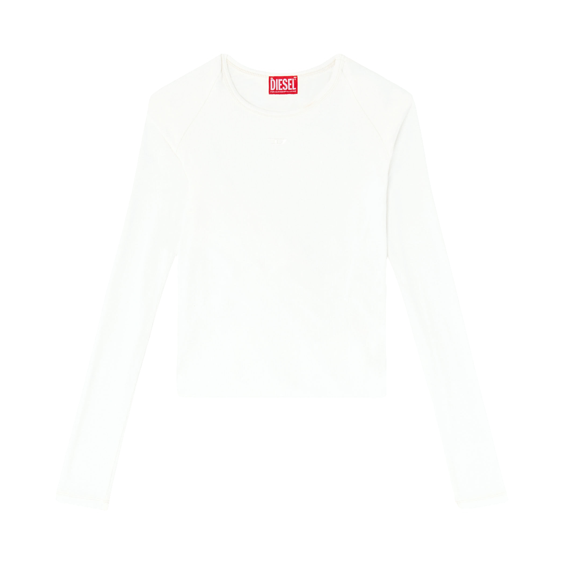 A260710BLCN-141 (W) Diesel Rucked-Up Long-Sleeve T-Shirt In Double-Layer Jersey White