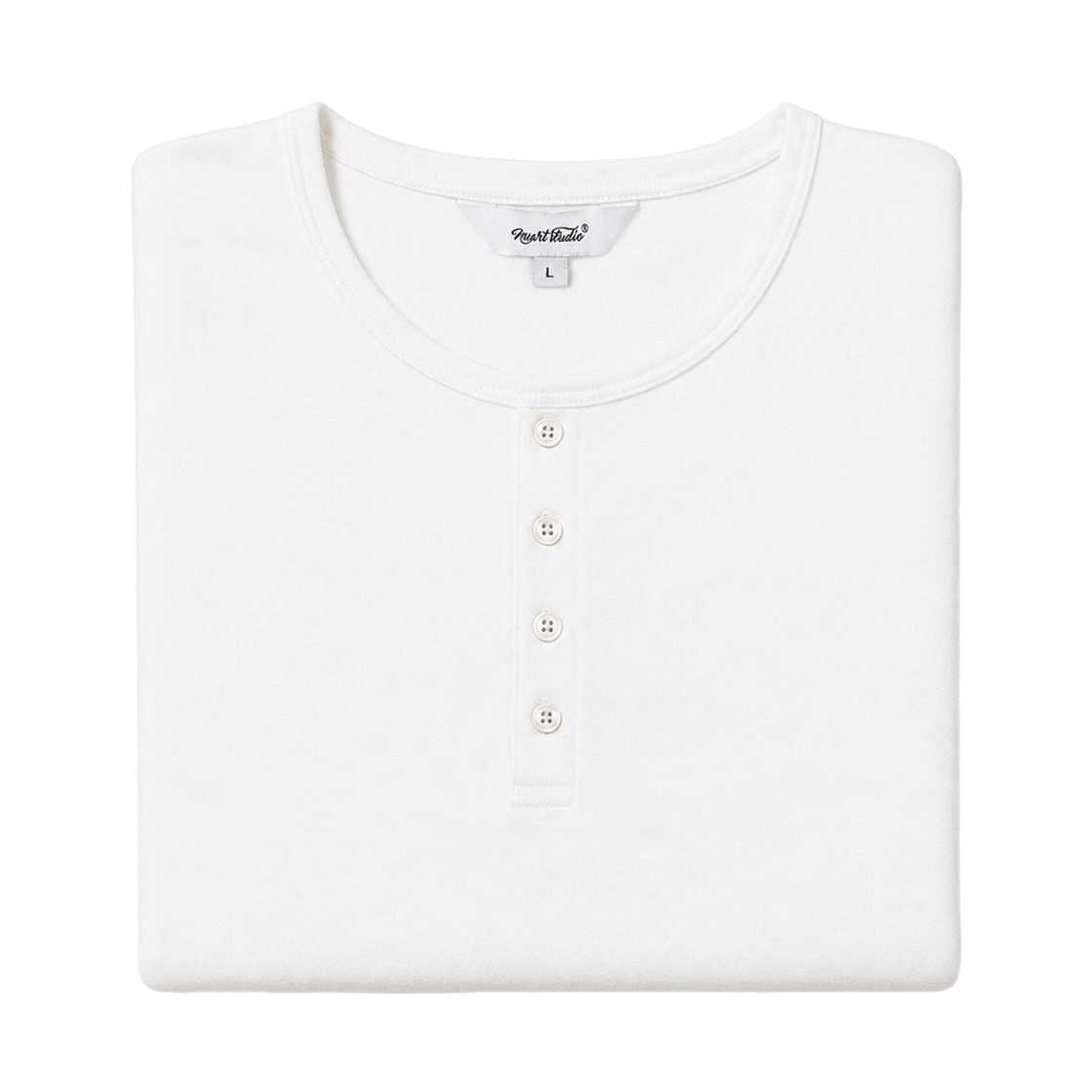 누아트 스튜디오 오리진 헨리넥 긴팔 티셔츠 화이트(NUART STUDIO Origin Henley Neck Long Sleeve T-Shirt White) - 2