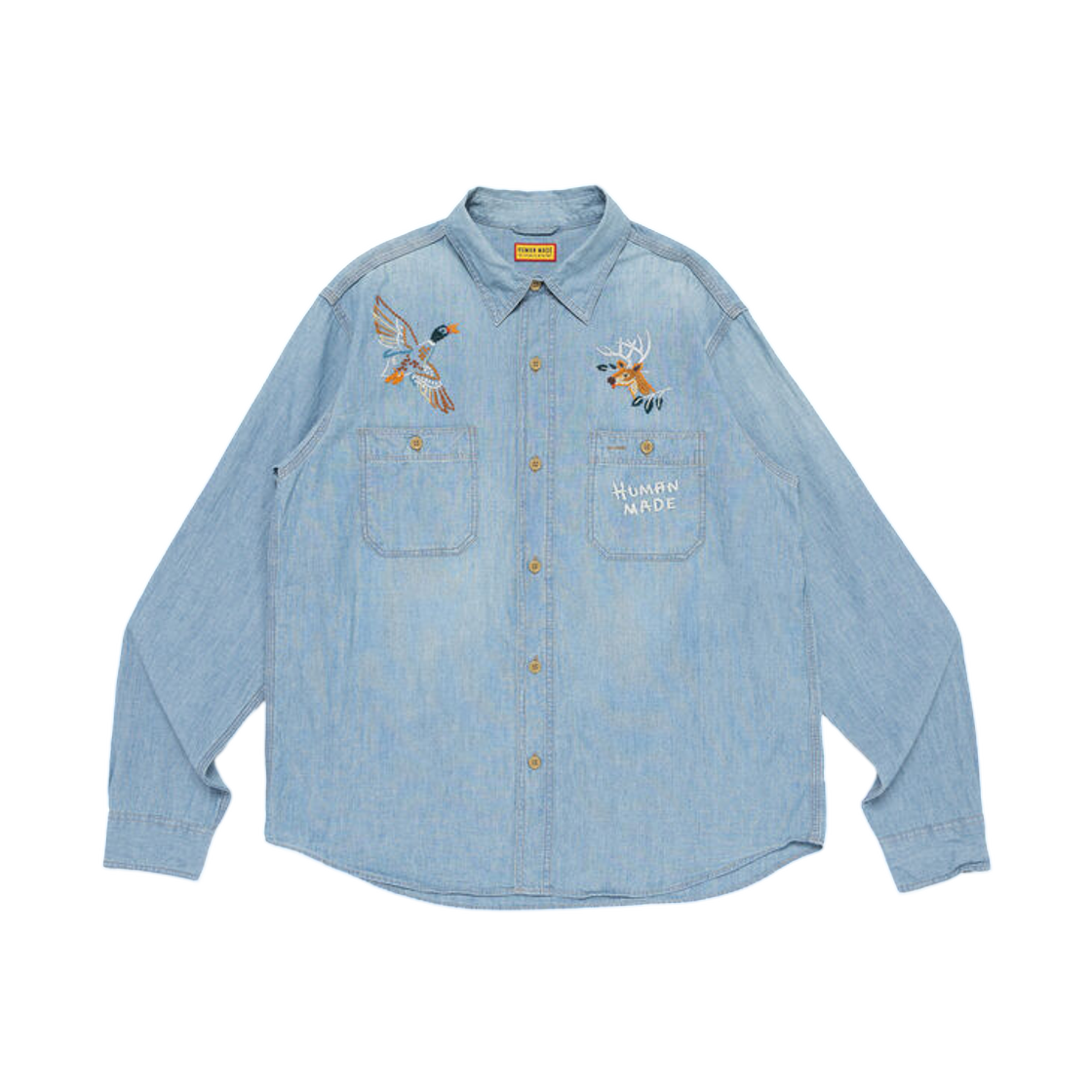 HM32SH005 Human Made Embroidered Chambray Shirt Blue