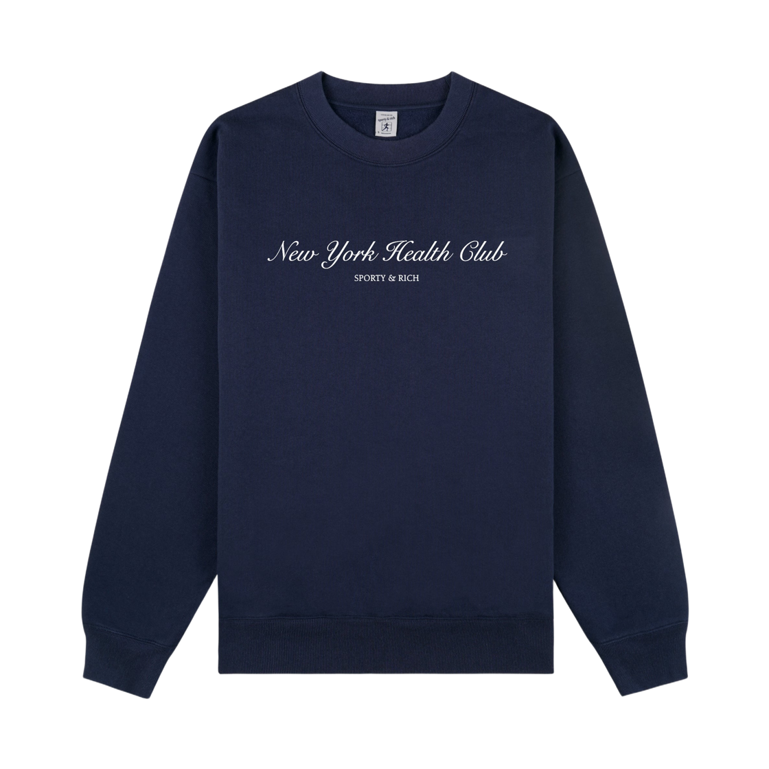ST07166043BL Sporty & Rich NY Health Club Crewneck Sweatshirt Navy Ecru