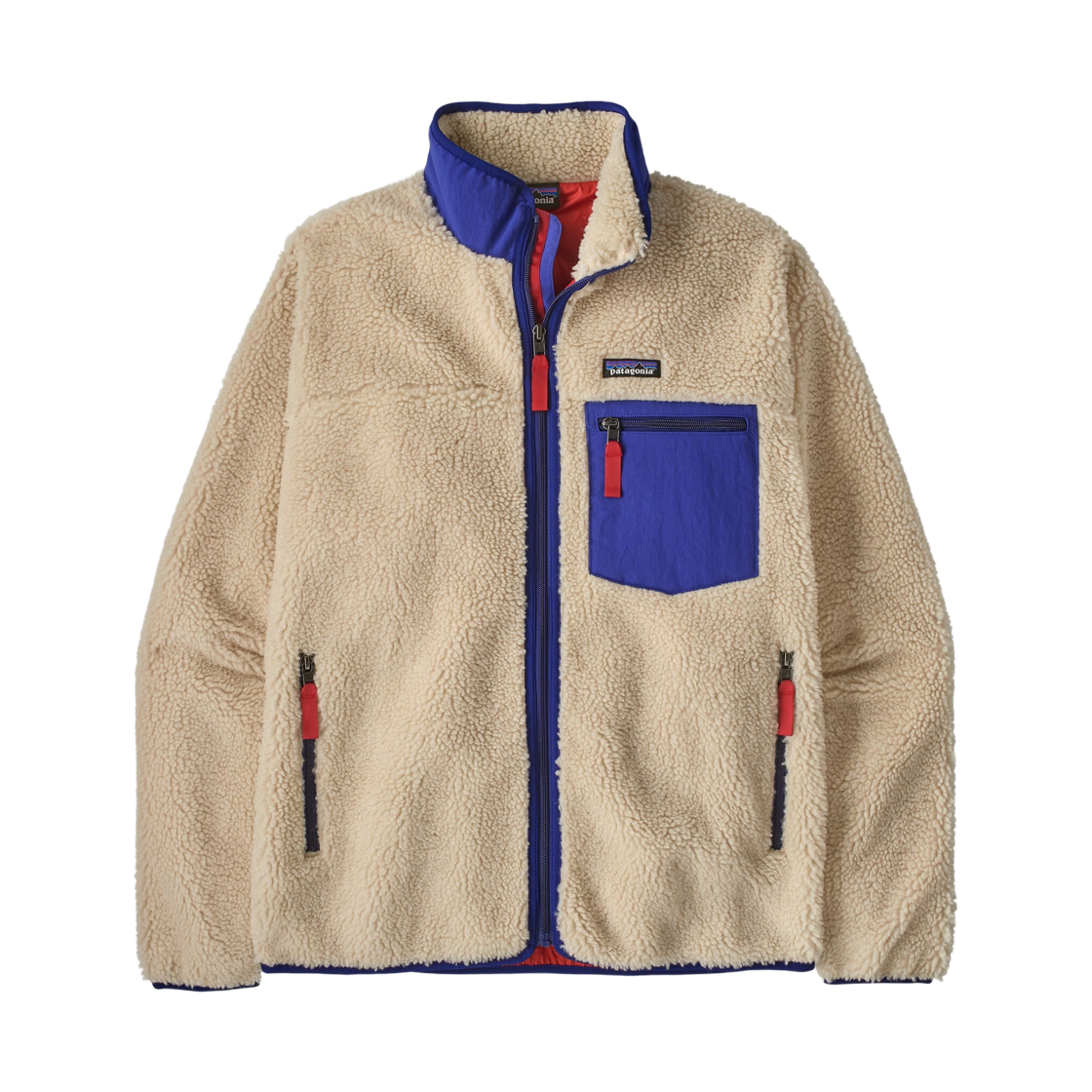 23057 Patagonia Classic Retro-X Fleece Jacket Dark Natural W Cobalt Blue
