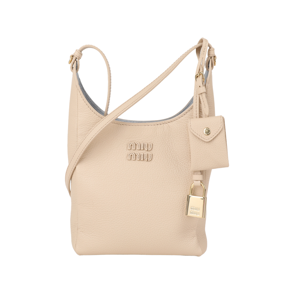5BE099-2IFL-F05C2 Miu Miu Leather Bucket Bag Travertino Pervinca