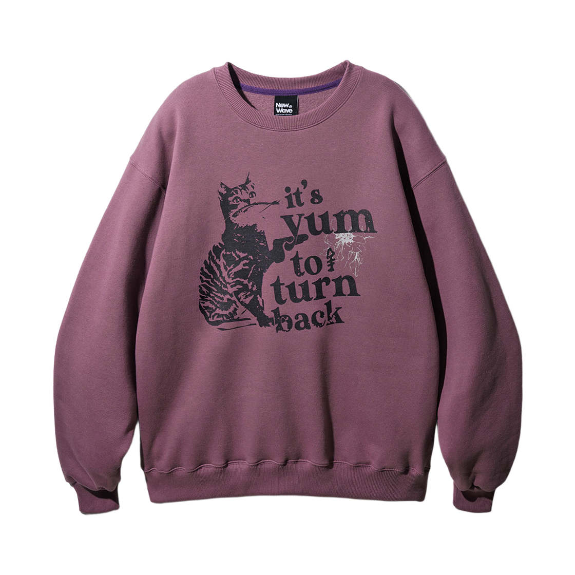 JDMT1438_palepurple_29 FP142 New wave Cat poster sweat shirt palepurple JDMT1438