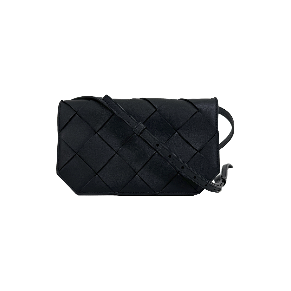 ITJ3U7RVOO9U Bottega Veneta Intrecciato Diago Phone Pouch Crossbody Bag Black
