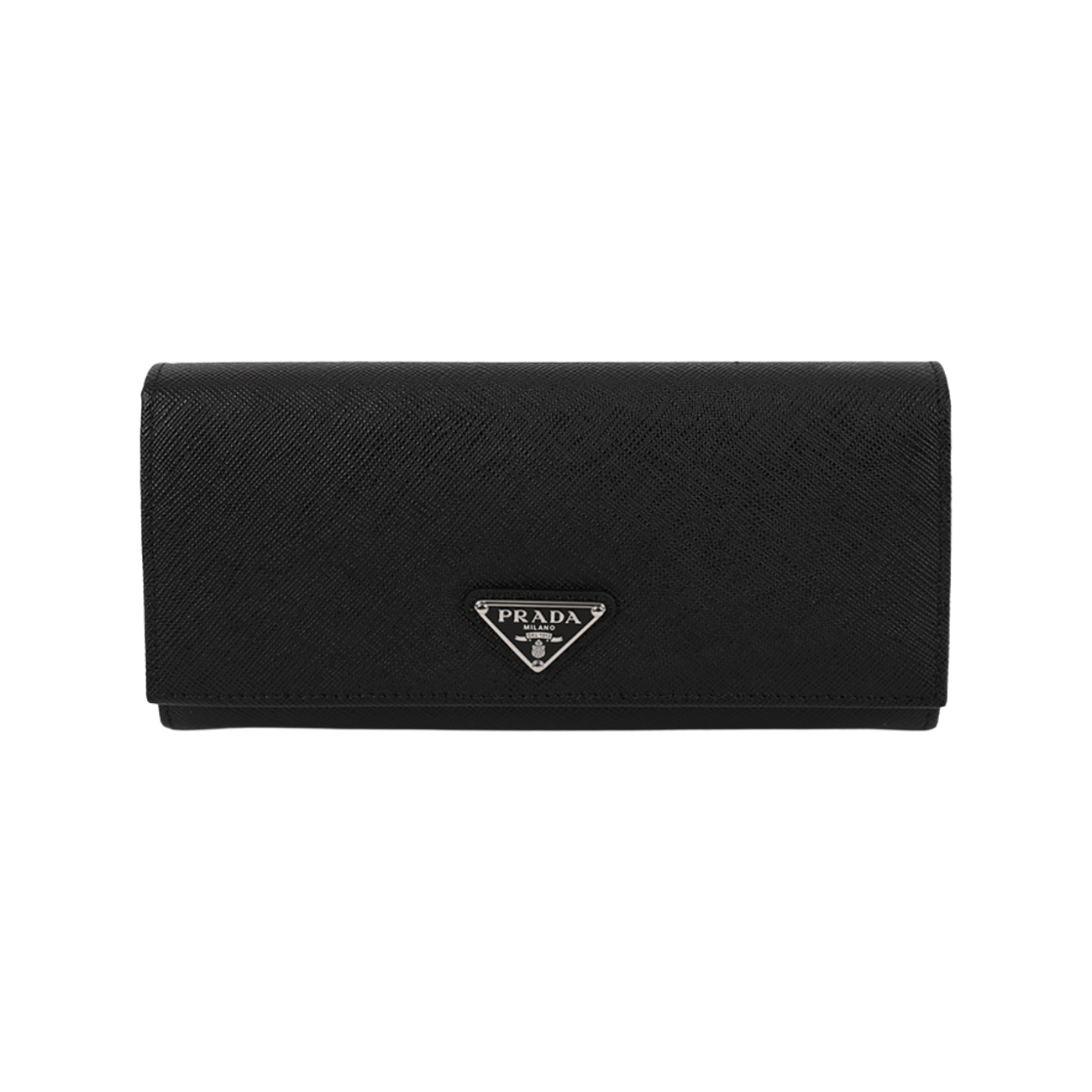 1MH132-QHH-F0632 Prada Saffiano Leather Triangle Logo Flap Wallet Black