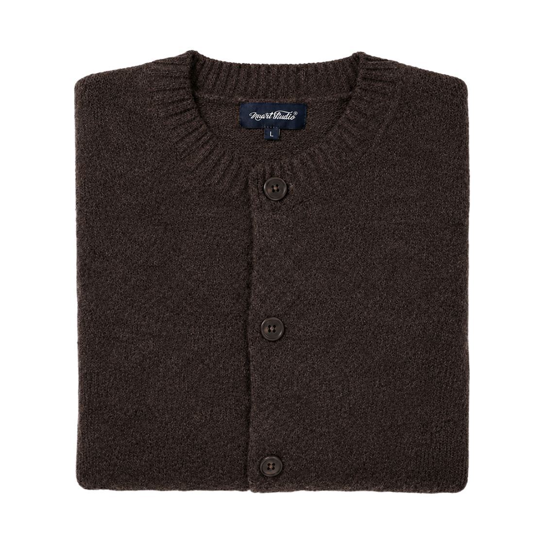 누아트 스튜디오 아르보 라운드 크롭 가디건 다크브라운(NUART STUDIO Arbo Round Neck Cropped Cardigan Dark Brown) - 2