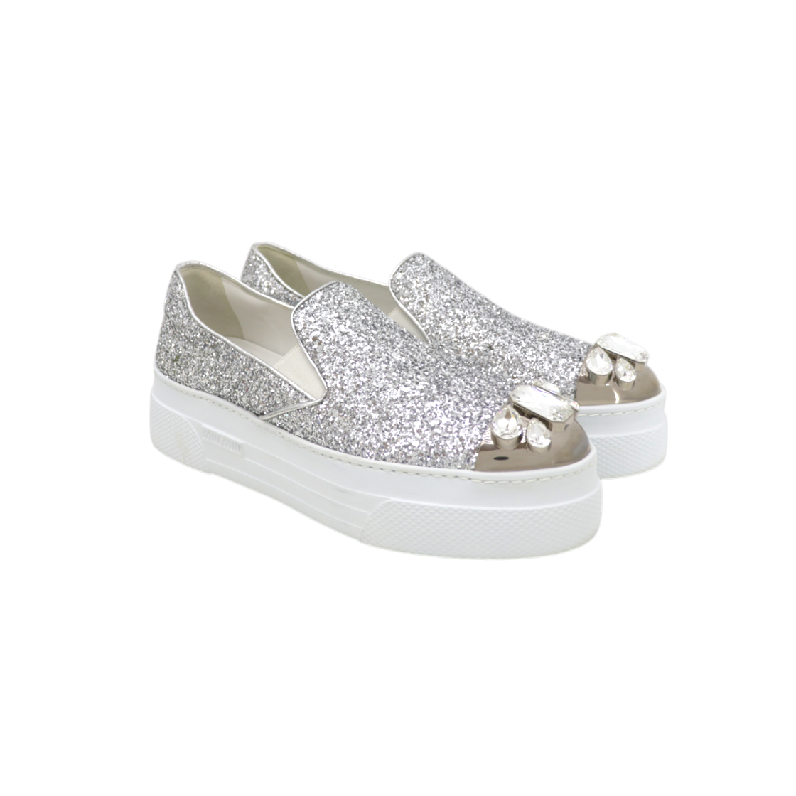 ITEOERJP3VTK Miu Miu Crystal Glitter Platform Slip On