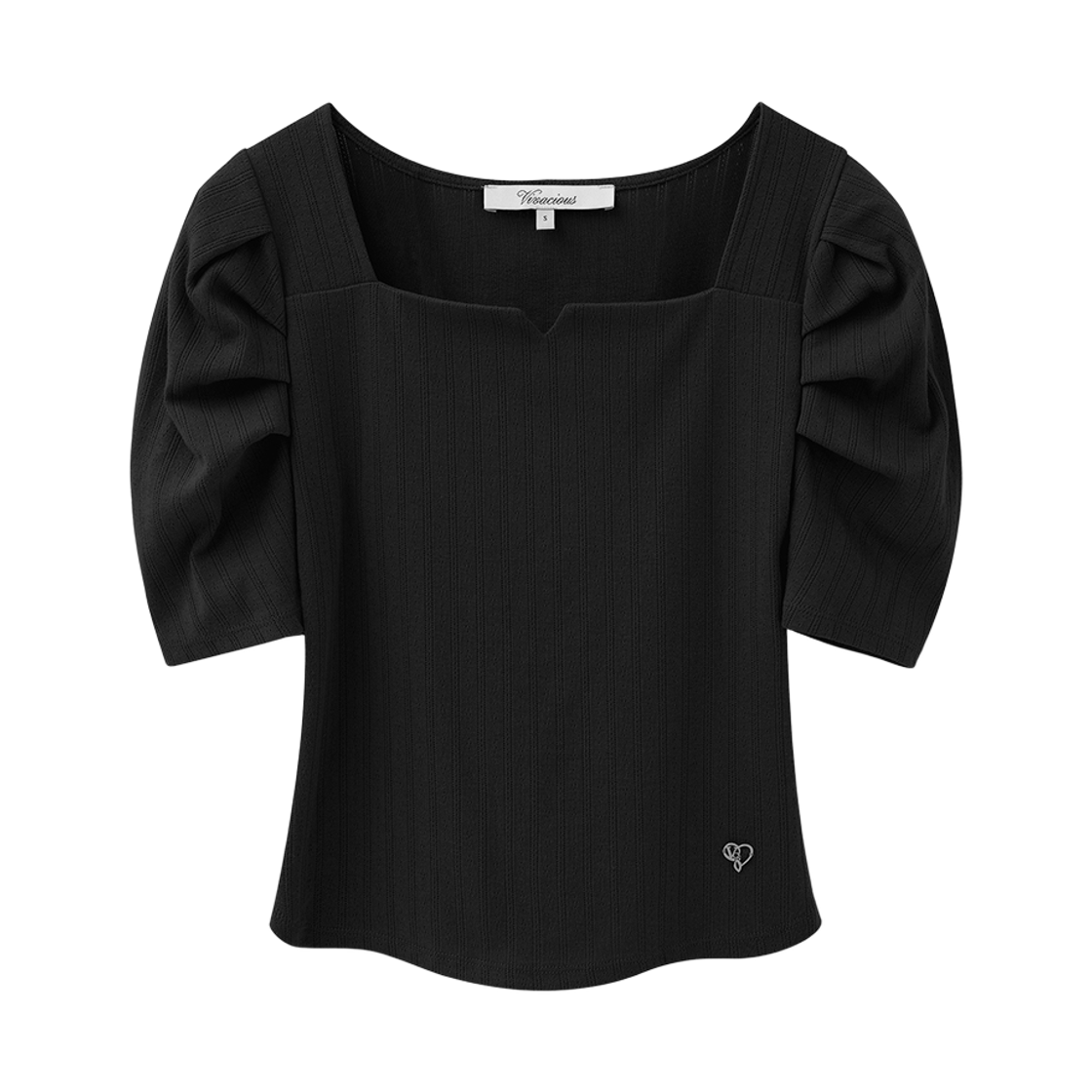 VV62TS01BK VIVACIOUS Charlie Punching Square Puff Tee Black