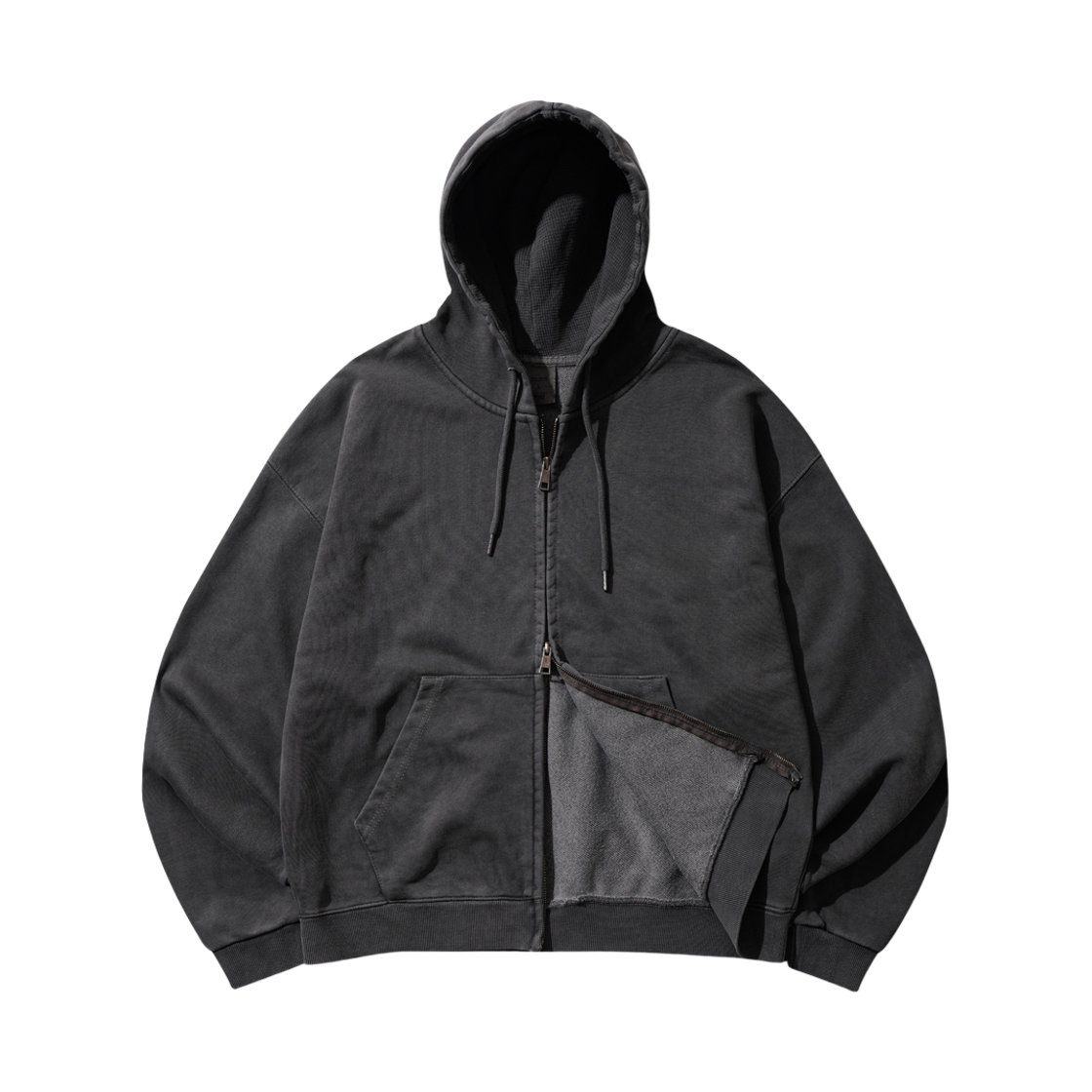 SMHD1560_darkgray_29 FP142 Pigment Waffle Lined Hoodie Zip Up Darkgray SMHD1560