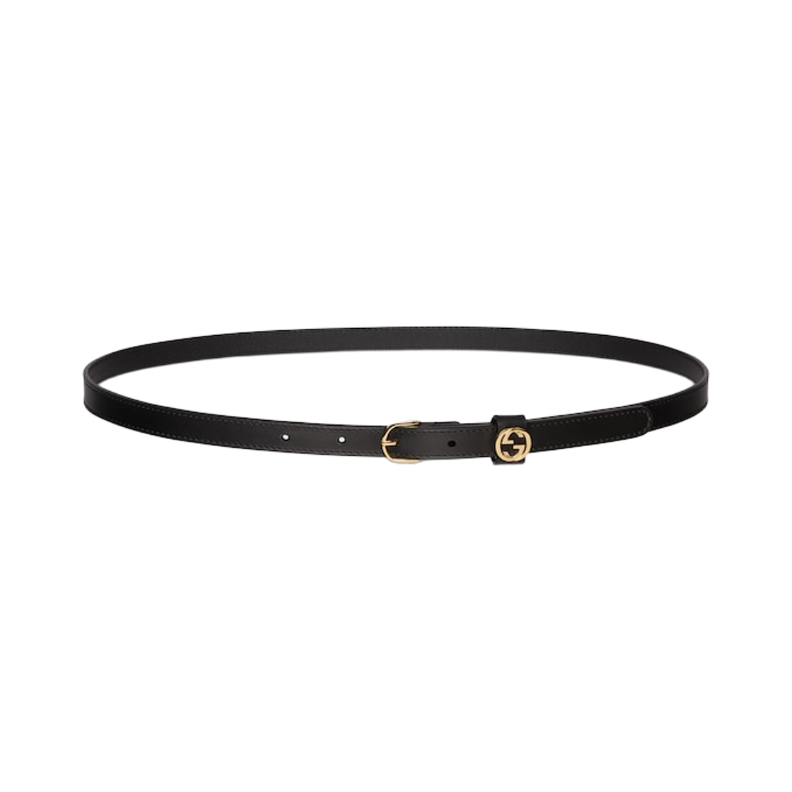 A002C8-AAGED-1000 (W) Gucci Thin Belt with Round Buckle Black