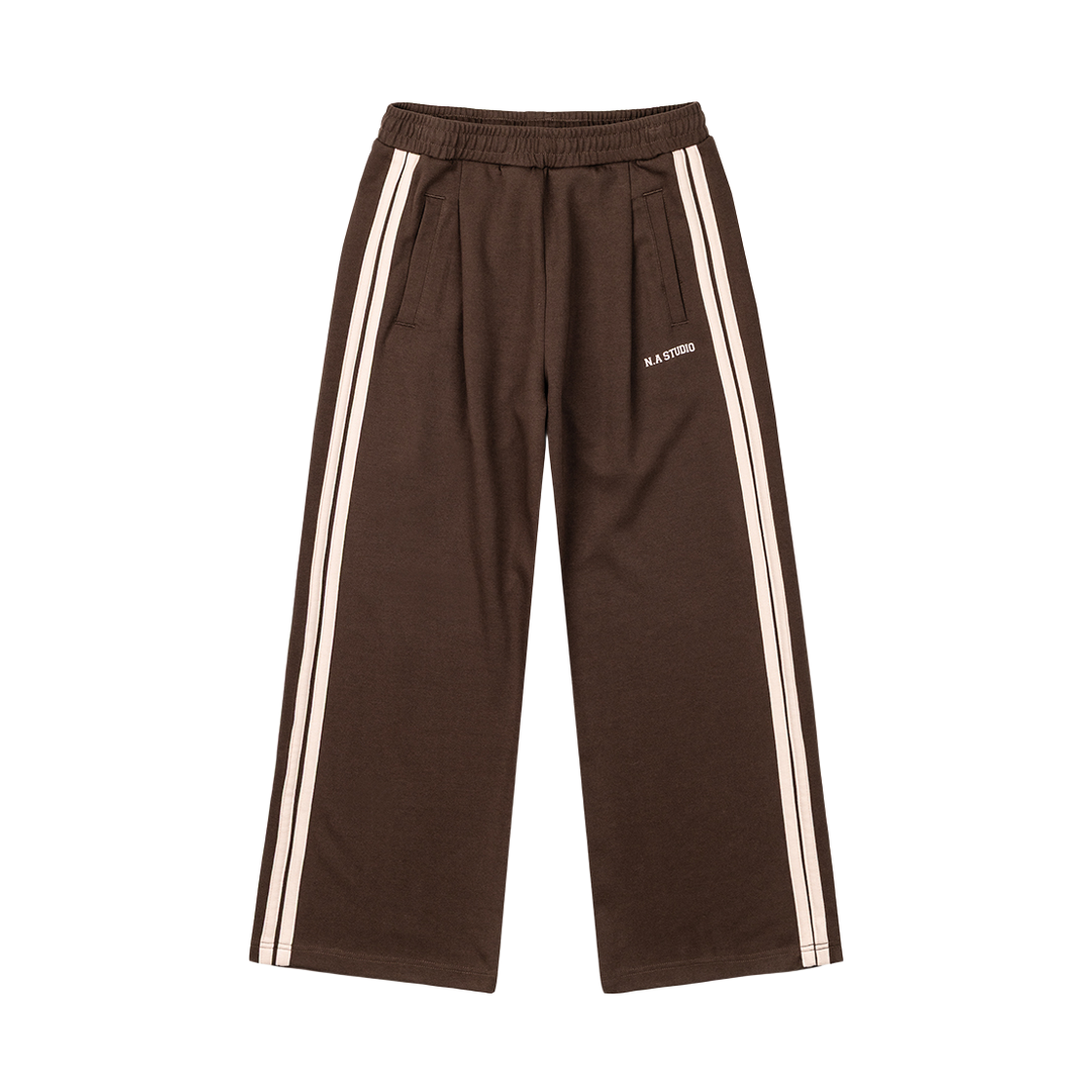 Clothes44 NUART STUDIO Borderline Semi-Wide One-Tuck Pants Brown/Pink