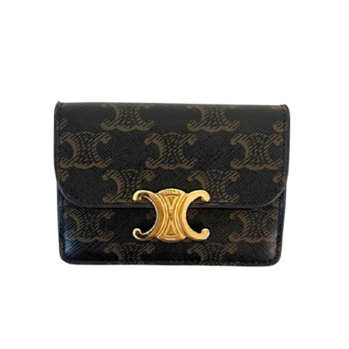 셀린느 트리옹프 캔버스 플랩 카드 지갑 탄(Celine Triomphe Canvas Flap Card Wallet Tan)