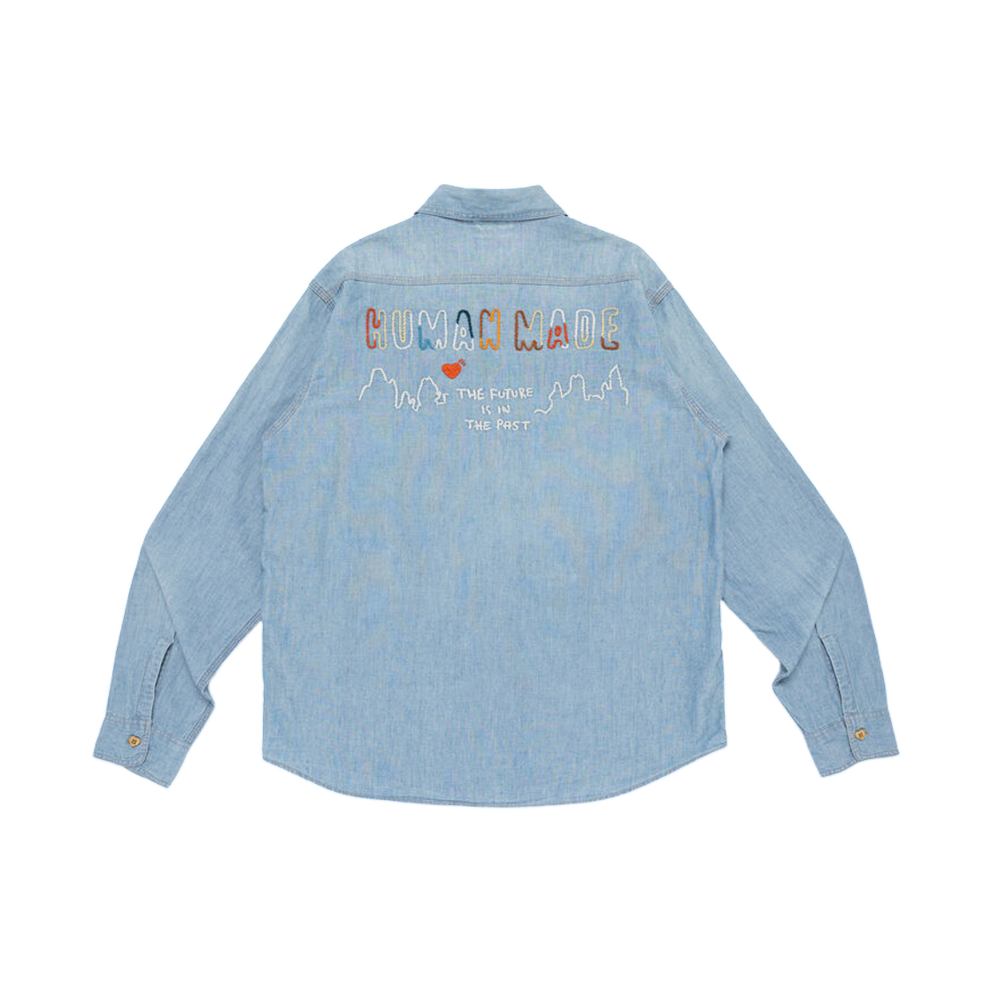 휴먼 메이드 자수 샴브레이 셔츠 블루(Human Made Embroidered Chambray Shirt Blue) - 2