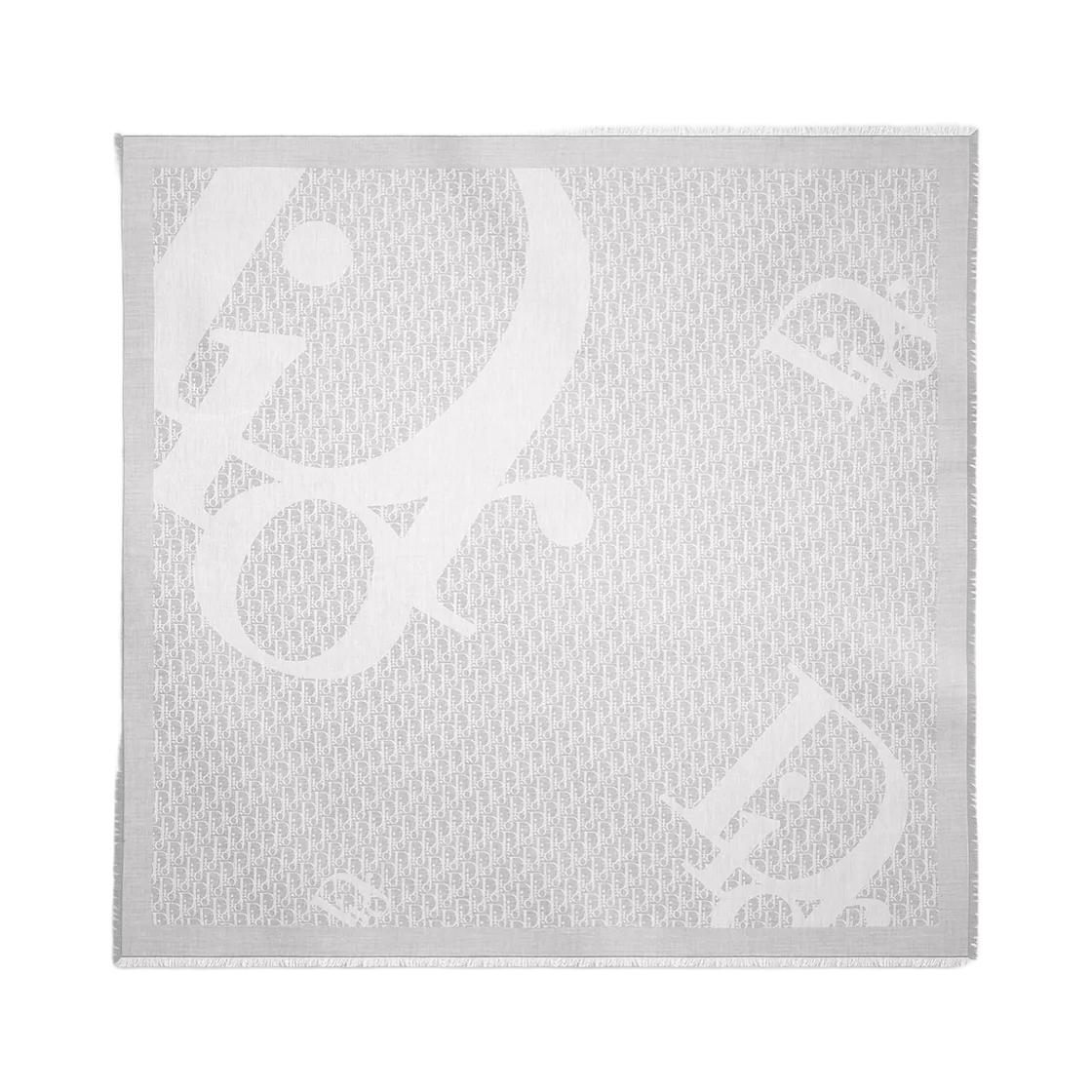 62TS120I1054-C807 (W) Dior Infiny Shawl Cotton Cashmere Silk Jacquard Trianon Gray