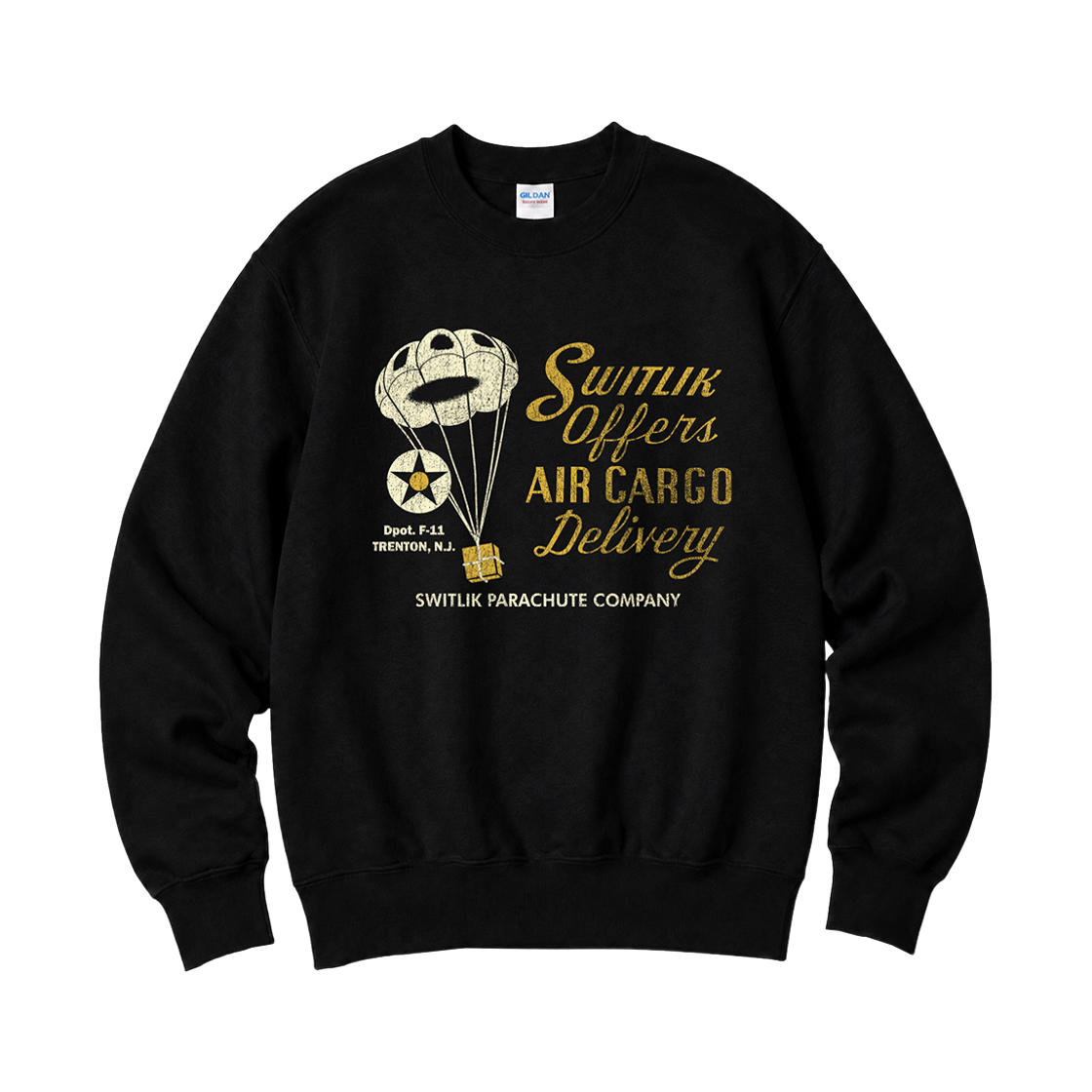 88000_copy Gildan X Vintage Collection AIR CARGO Crewneck Sweat shirt Black