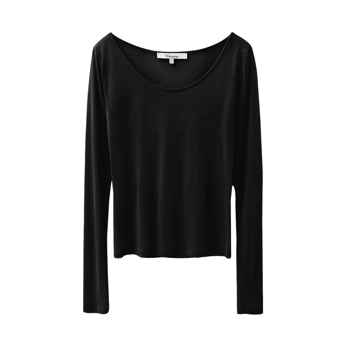 VV62TS09BK VIVACIOUS  Bryn See-Through Round Tee Black