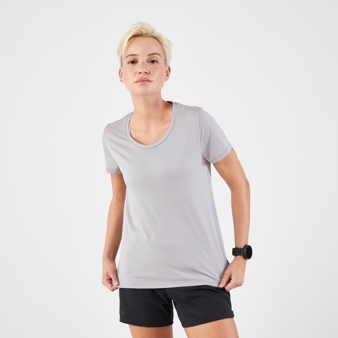 데카트론 여성 러닝 반팔 티 런 드라이 100 플린트 그레이(Decathlon Women's Running Short Sleeve T-Shirt Run Dry 100 Flint Grey) - 2
