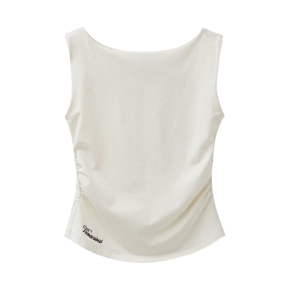 VV62TS11CR VIVACIOUS  Rshel Boat-neck Shirring Sleeveless CREAM