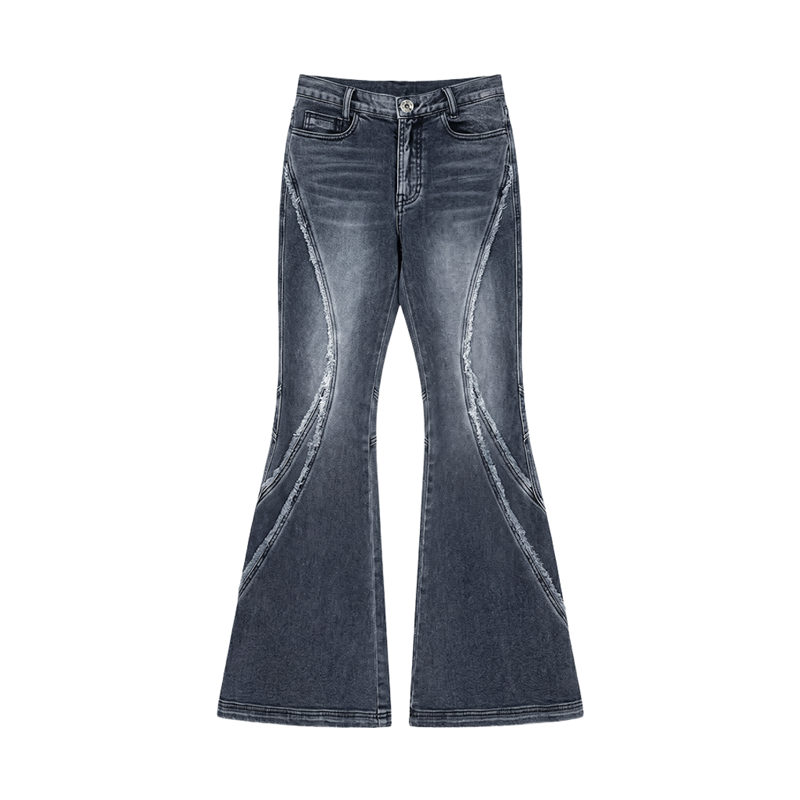 비엘알 리뉴얼 스파이럴 라인 로우컷 워싱 데님 팬츠 블루(BLR Renewal Spiral Line Raw-Cut Washing Denim Pants Blue)