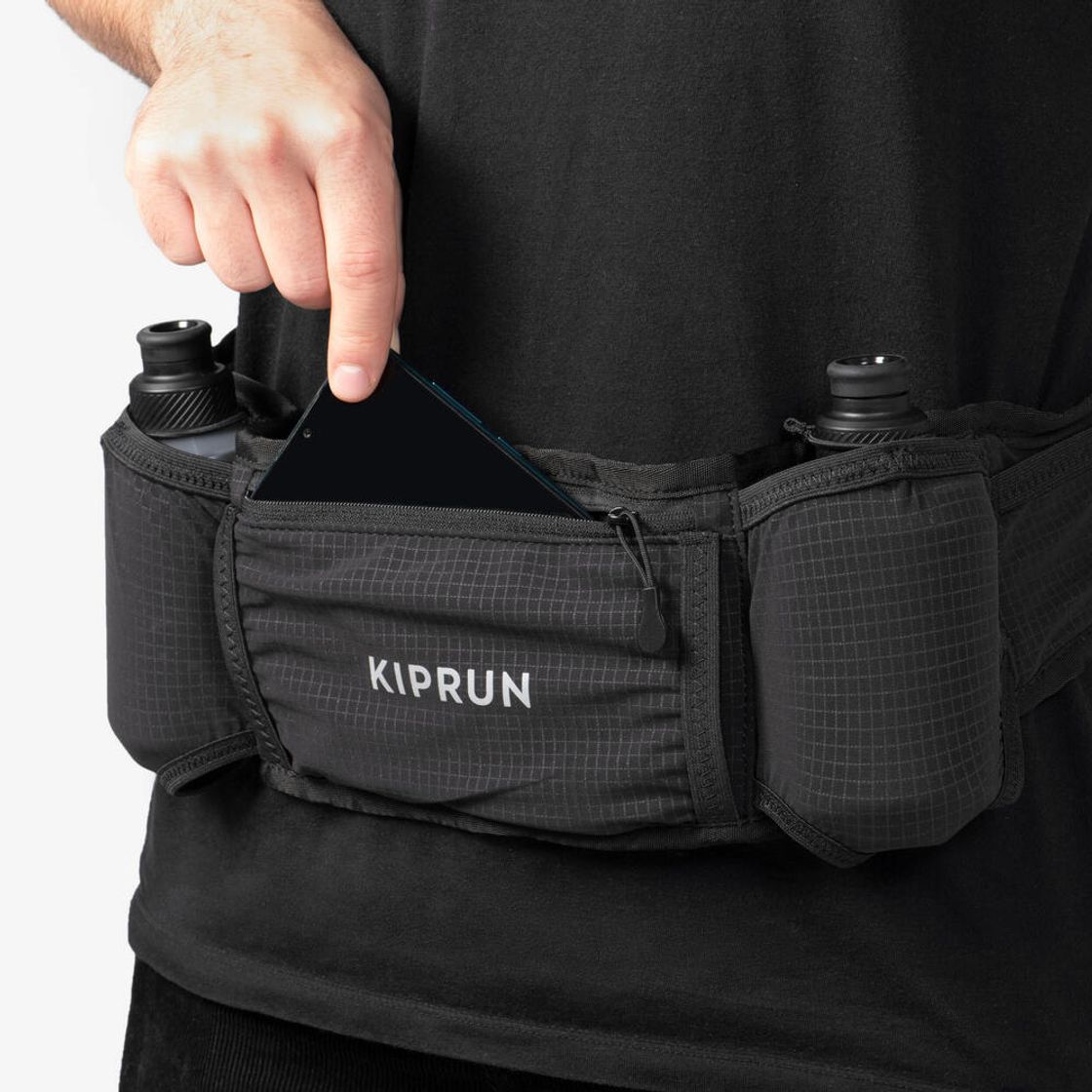 데카트론 러닝 물통 벨트 물병 250ml 2개 포함 스모크 블랙(Decathlon Running Hydration Belt Includes 2x 250ml Flasks Smoke Black) - 2
