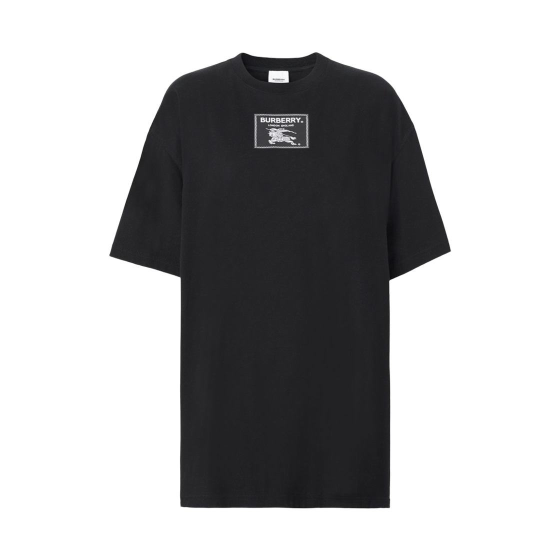 8065020 (W) Burberry Logo Patch Crewneck Short Sleeve Dress Black