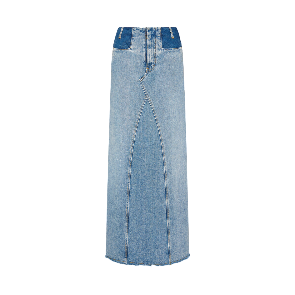 S51MI0011S30561988 (W) Maison Margiela Two-Tone Denim Maxi Skirt Blue Jeans