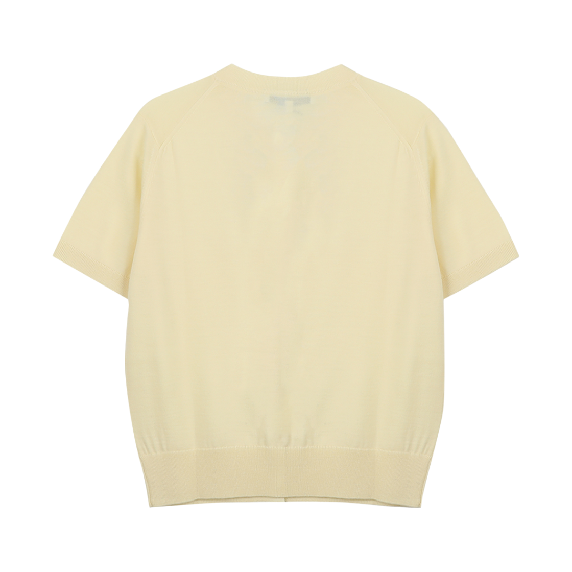 (W) 메종 키츠네 베이비 폭스 파인 메리노 숏슬리브 가디건 파스텔 옐로우((W) Maison Kitsune Baby Fox Fine Merino Short Sleeve Cardigan Pastel Yellow) - 2
