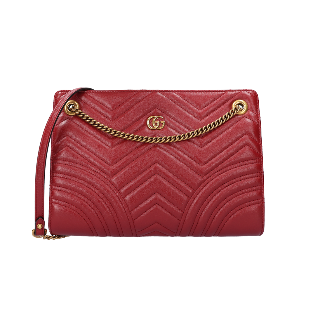 ITSAQ872MDRQ Gucci Marmont Chain Shoulder Bag Leather Red