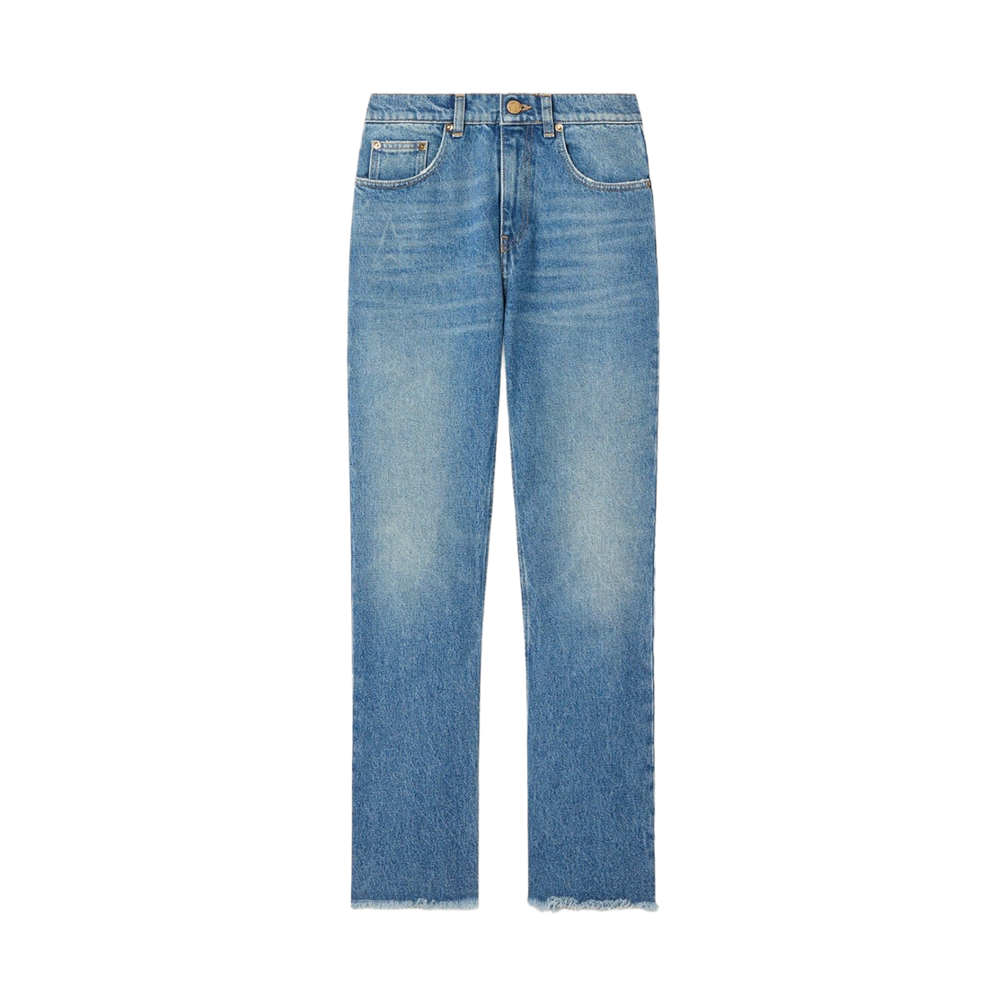 GWP00843-P000621-50100 (W) Golden Goose Medium Wash Cropped Flared Jeans Blue