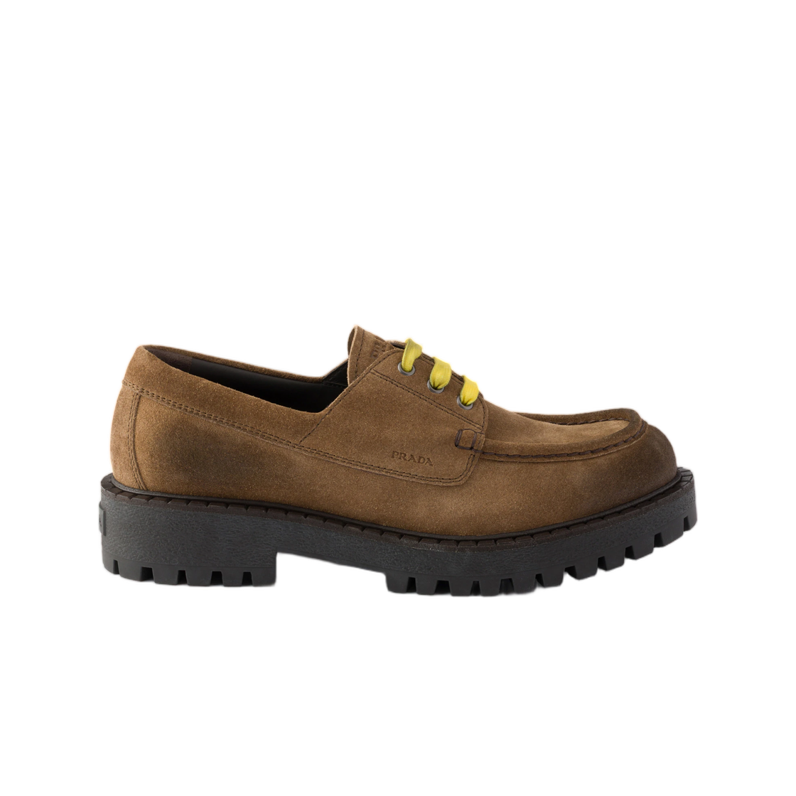 2EE416-0B2-F0E2Q Prada Waxed Suede Lace-Up Shoes Light Brown