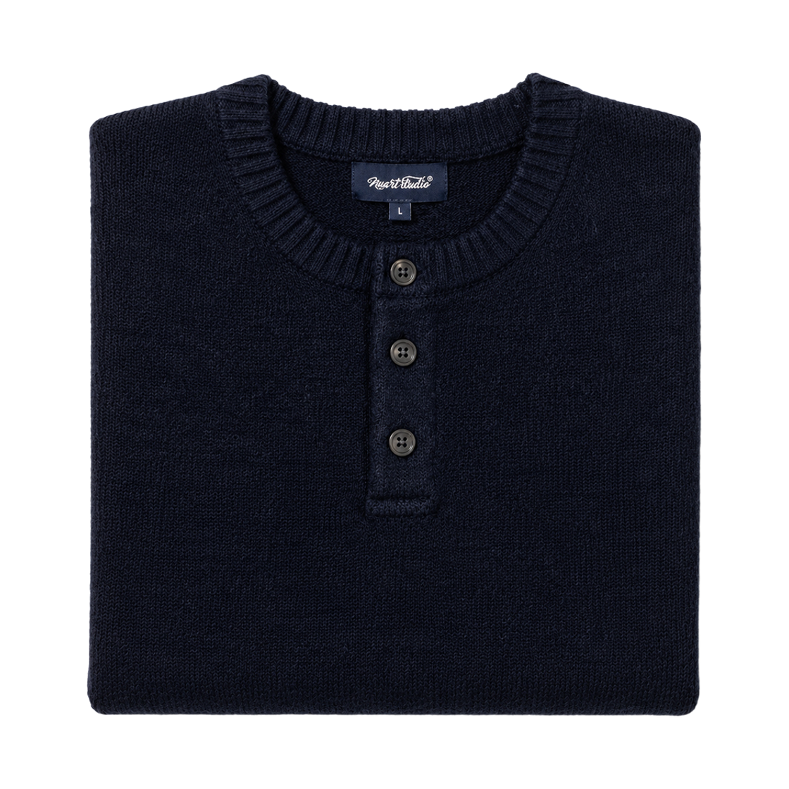 누아트 스튜디오 아르보 헨리넥 니트 네이비(NUART STUDIO Arbo Henley Neck Knit Navy) - 2