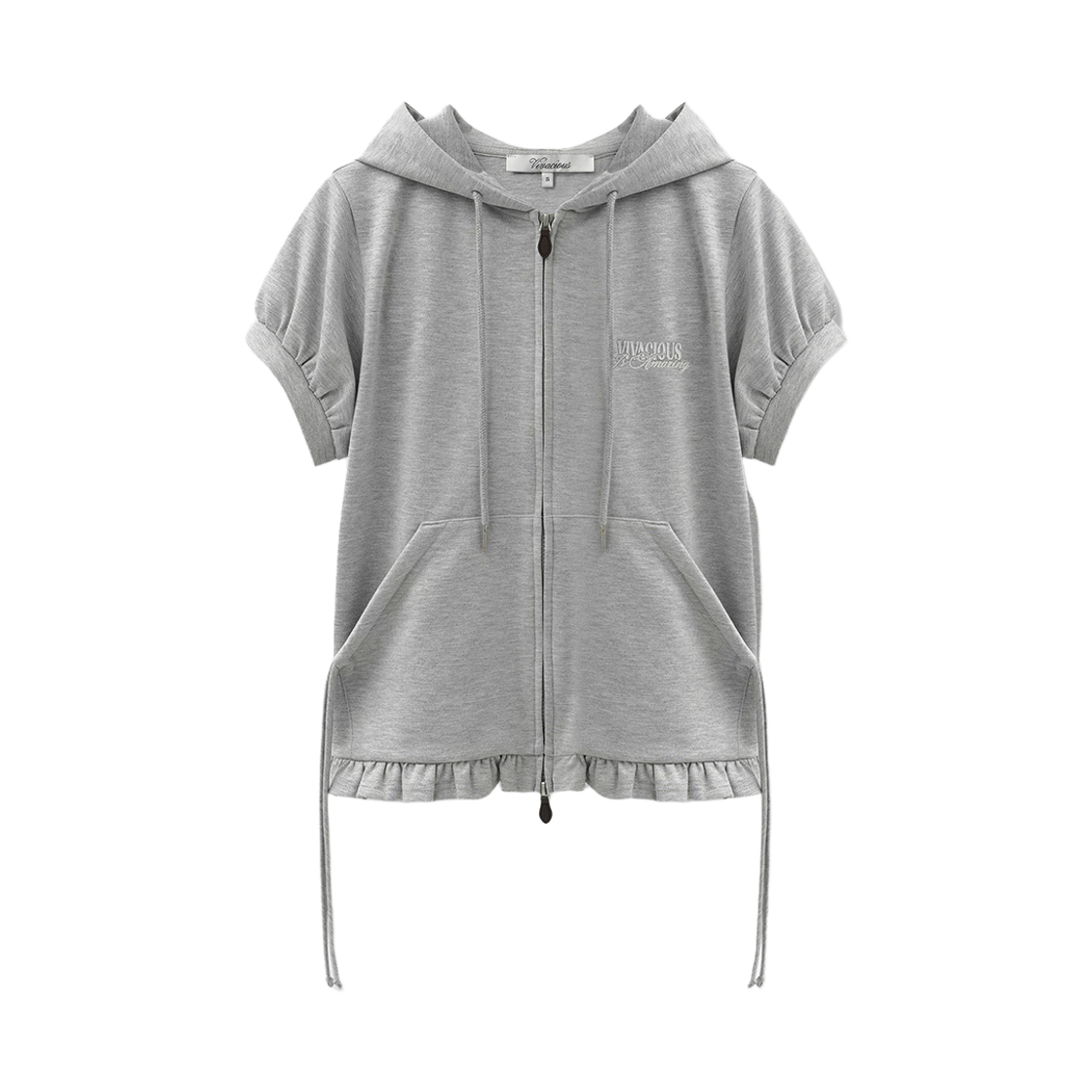VV61JP02GR VIVACIOUS Lola Frill Ribbon Hoody Zip-up GREY