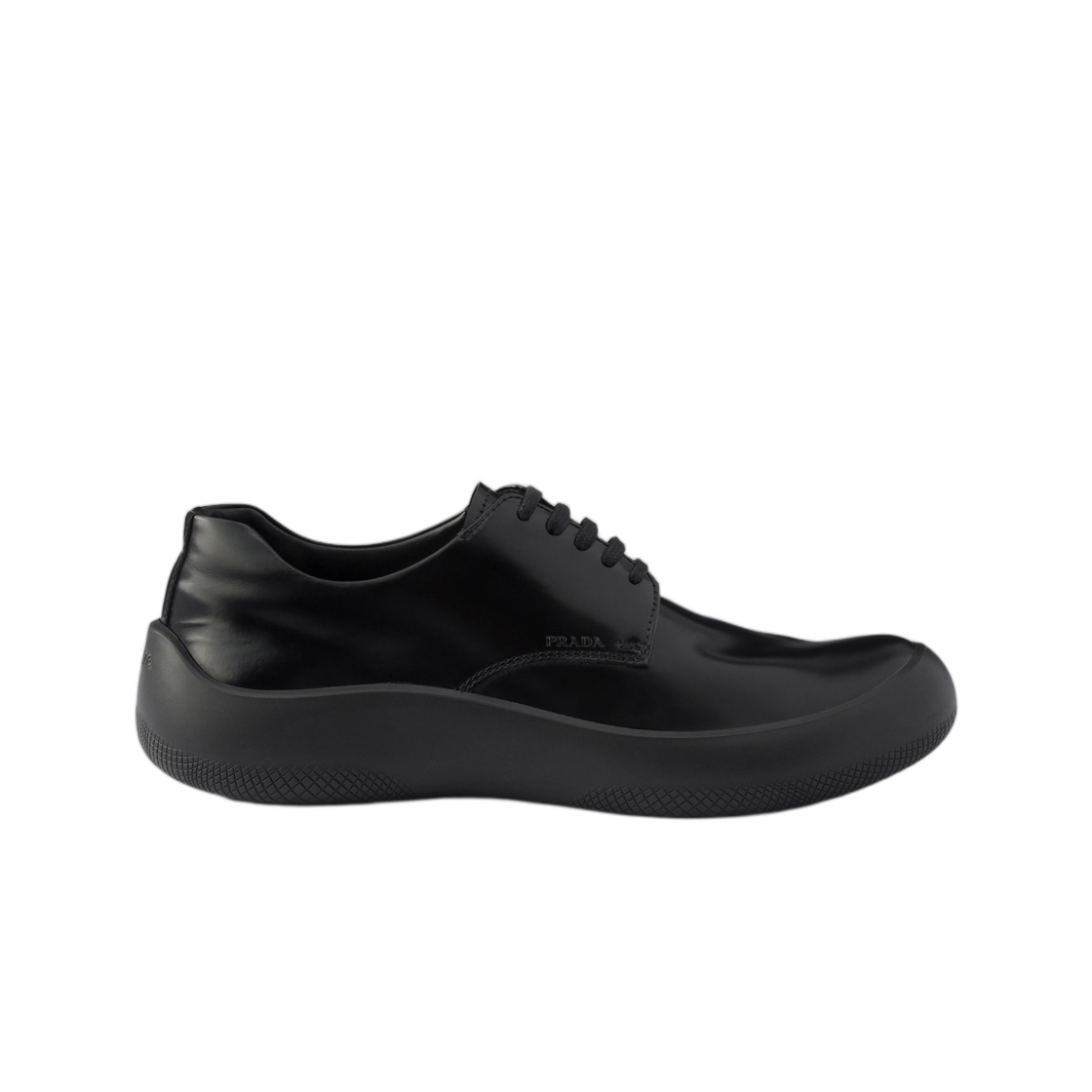 2EE497-055-F0002 Prada Brushed Leather Laced Shoes Black
