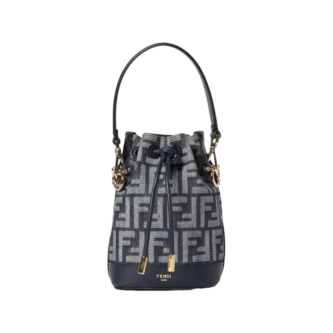 8BS109AWVAF0NAP Fendi Mon Tresor Mini Bucket Bag with FF Embroidery Blue