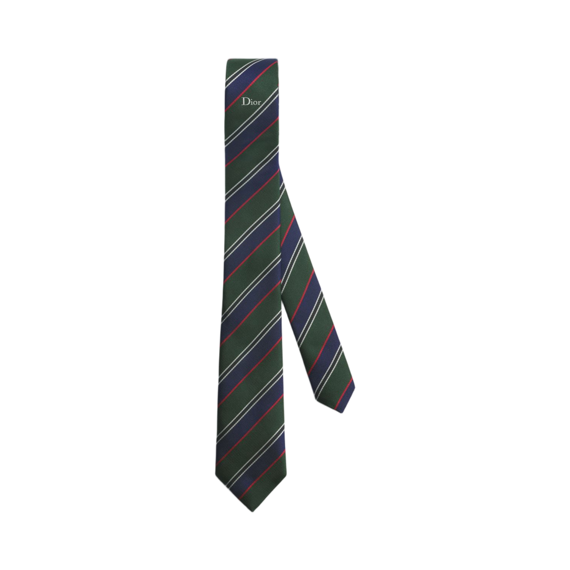 68C1047B6K35-C680 Dior Regimental Tie Silk Green Navy Blue Red White