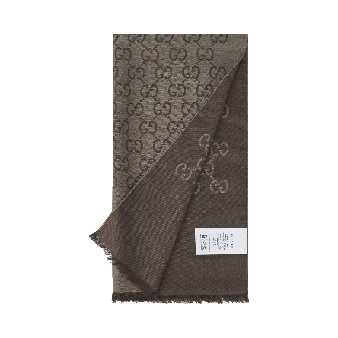 (W) 구찌 GG 울 실크 자카드 스카프 다크 브라운((W) Gucci GG Wool Silk Jacquard Scarf Dark Brown) - 2
