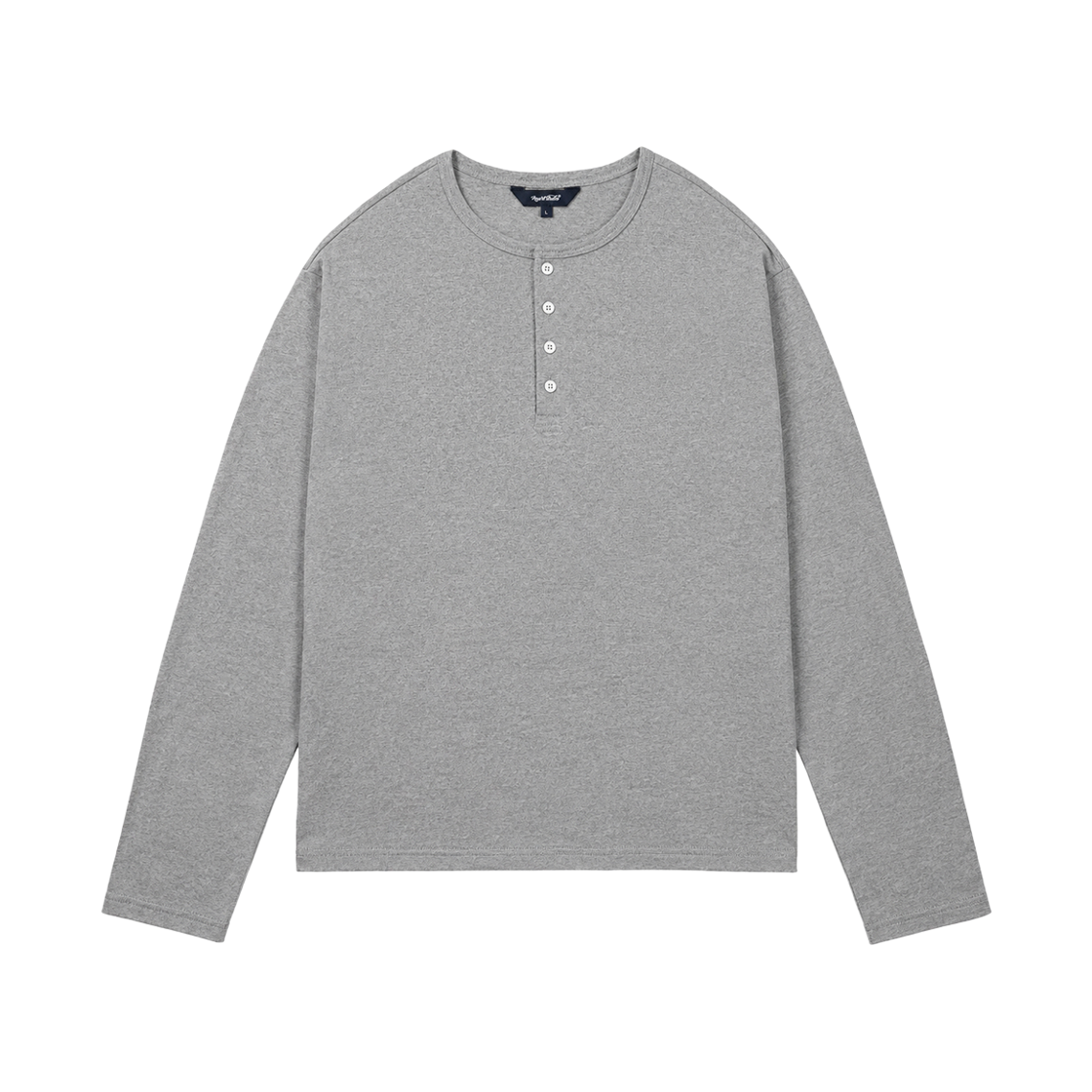Clothes25 NUART STUDIO Origin Henley Neck Long Sleeve T-Shirt Melange Gray
