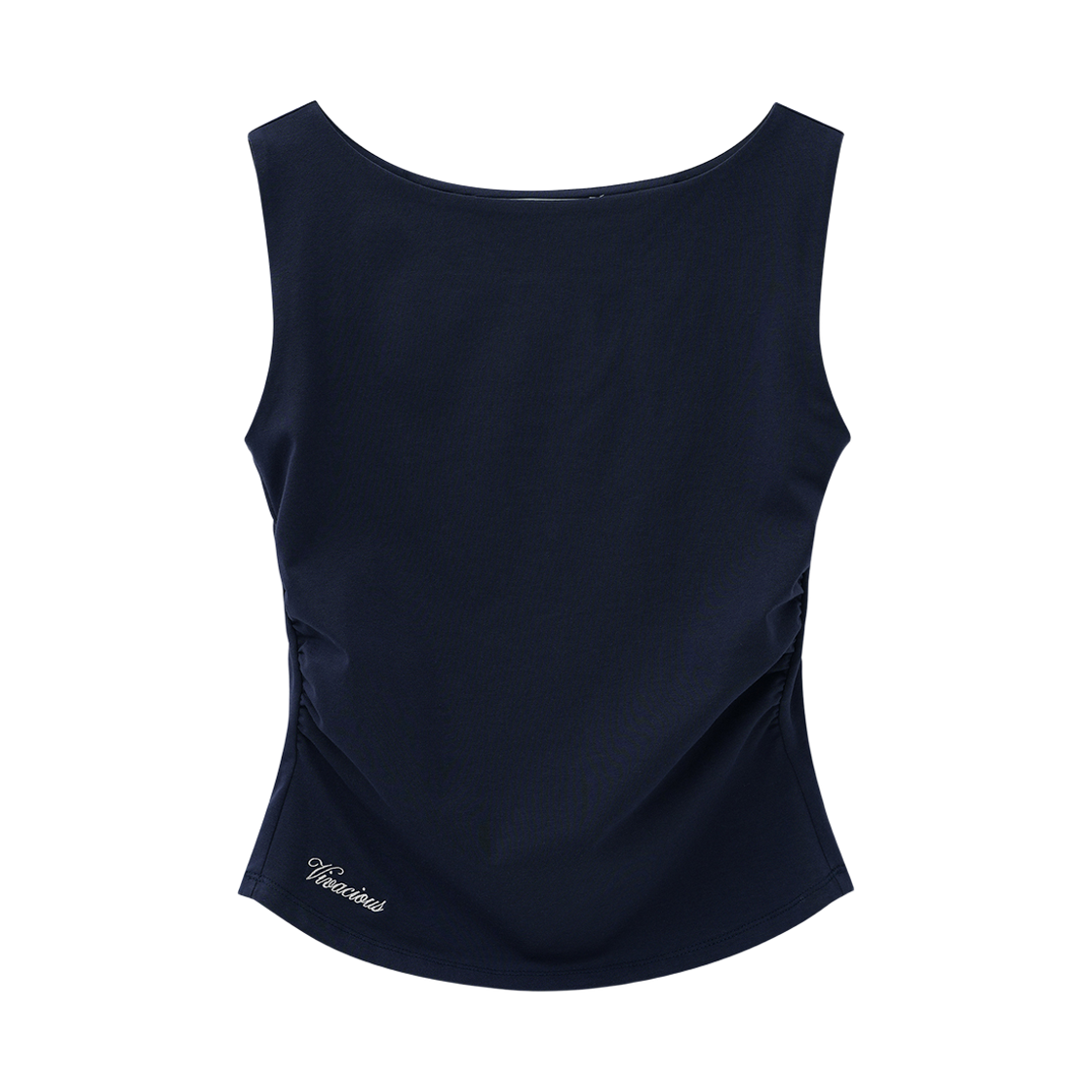 VV62TS11NV VIVACIOUS  Rshel Boat-neck Shirring Sleeveless NAVY