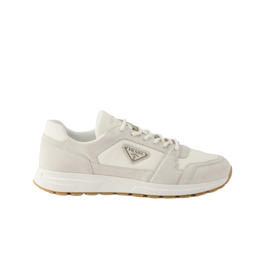 2EE479-3ANK-F0001 Prada Prax Suede and Re-Nylon Sneakers Cream