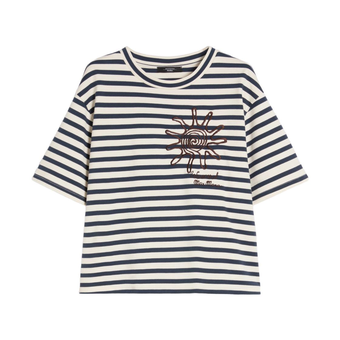 SABATO-005 (W) Weekend Max Mara Sabato Printed Cotton Jersey T-Shirt Navy