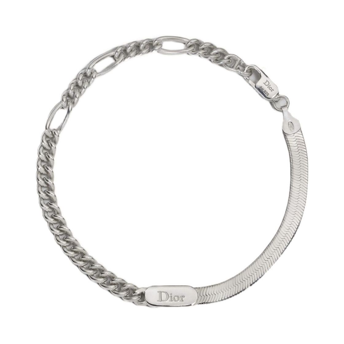 B3440HOMST-D990 Dior Stack Chain Link Bracelet Metal Silver