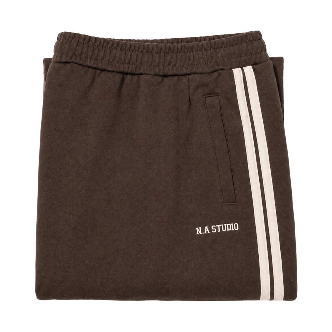 누아트 스튜디오 보더라인 세미 와이드 원턱 팬츠 브라운/아이보리(NUART STUDIO Borderline Semi-Wide One-Tuck Pants Brown/Ivory) - 2