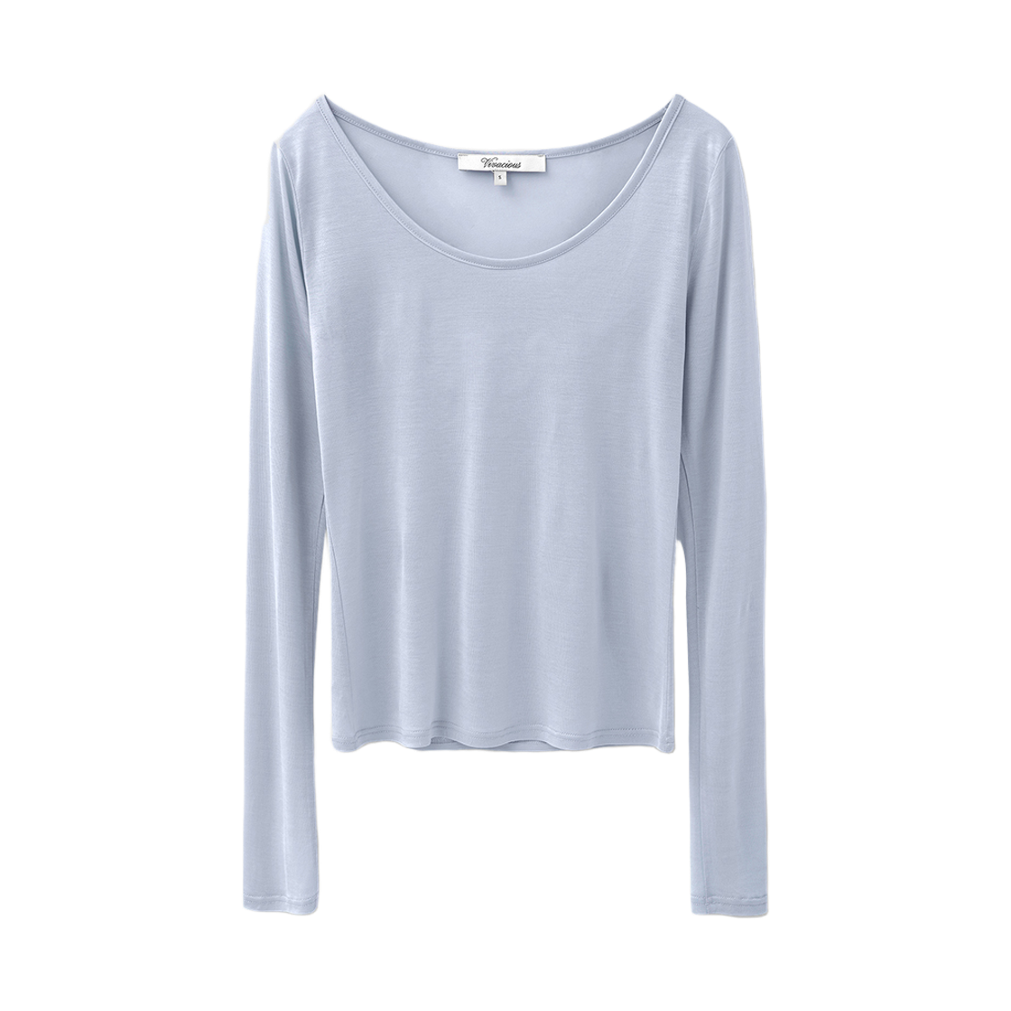 VV62TS09BL VIVACIOUS  Bryn See-Through Round Tee Blue
