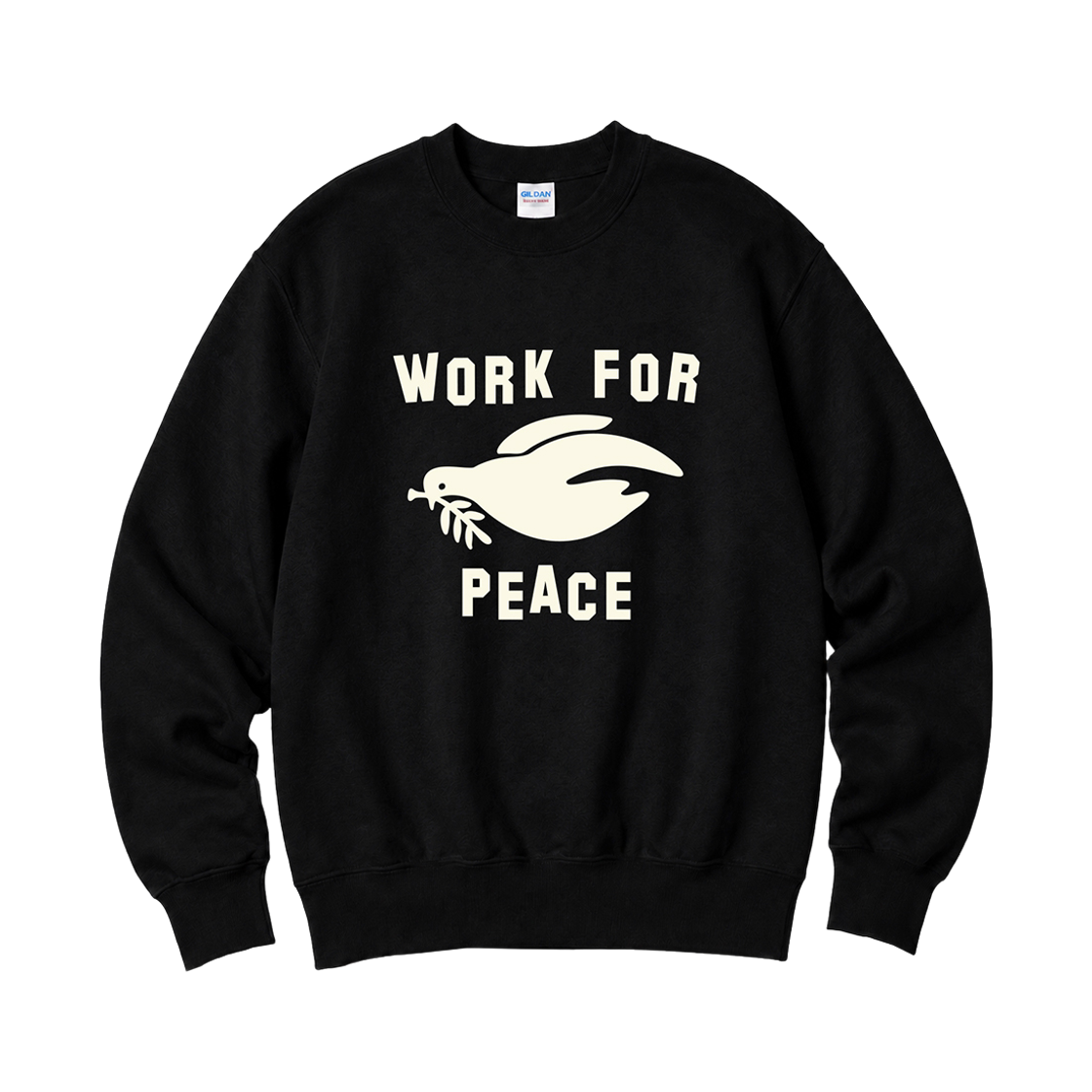 88000_copy Gildan X Vintage Collection Work For Peace Crewneck Sweat shirt Black
