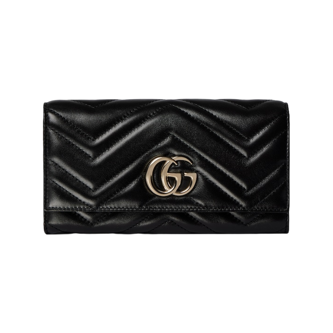 443436-AAFAX-1000 Gucci GG Marmont Matelasse Chevron Leather Continental Wallet Black